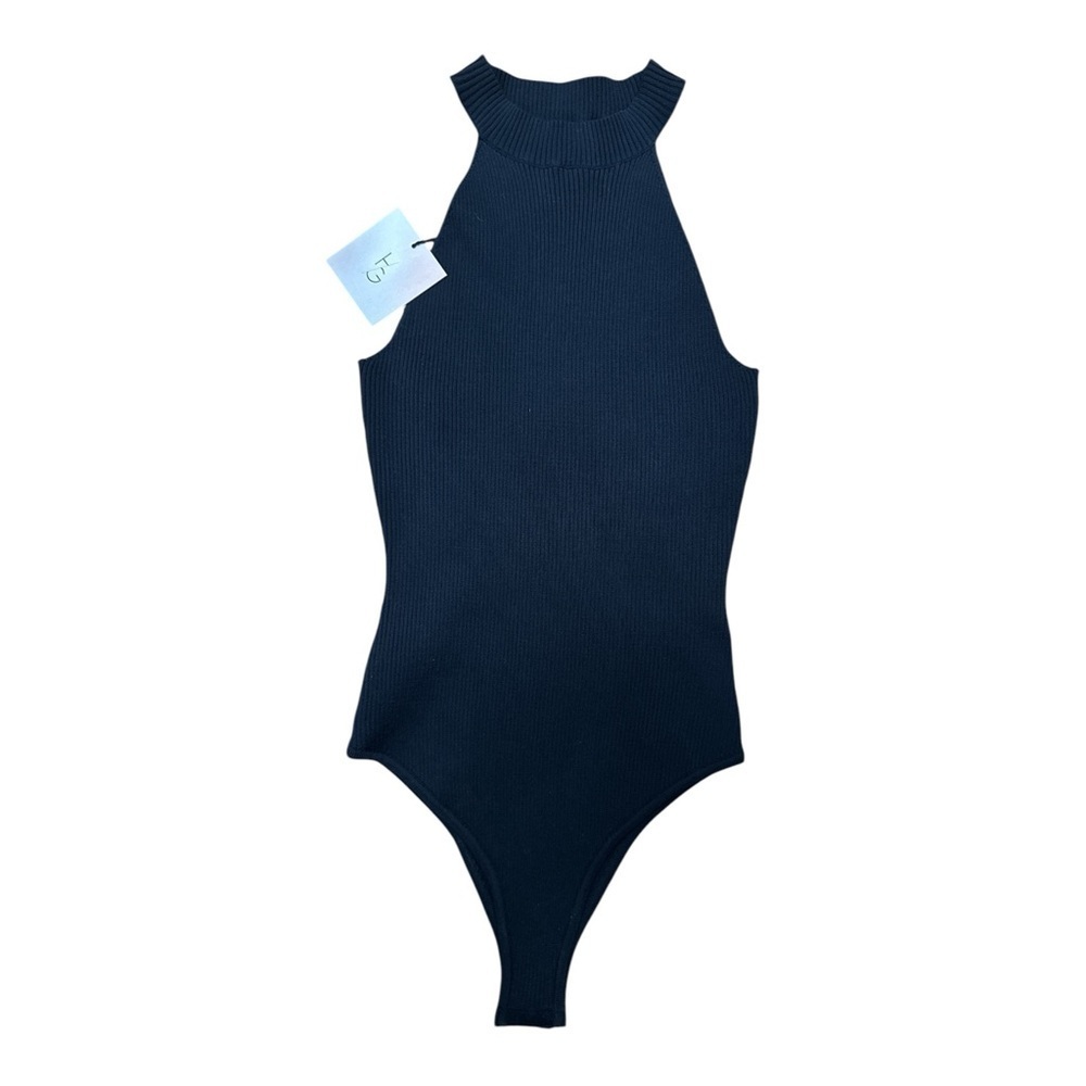 Elegant Blue Bodysuit with High Neckline